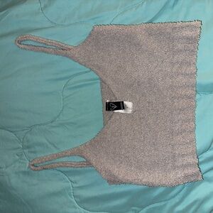 Cozy Gray Knit Crop Top